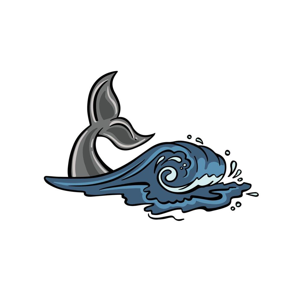 whale tail icon illustration design template. vector