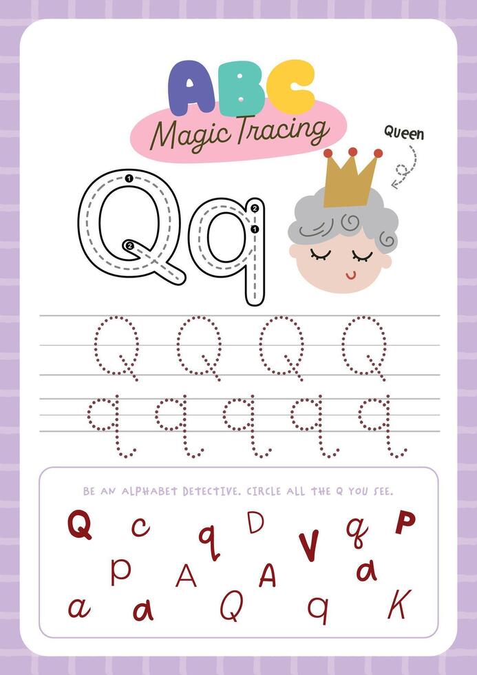 Alphabet Tracing Printable with Kawaii Style for kids fun learning perfect for preschool and kindergarten to practice handwriting and letter recognition vector