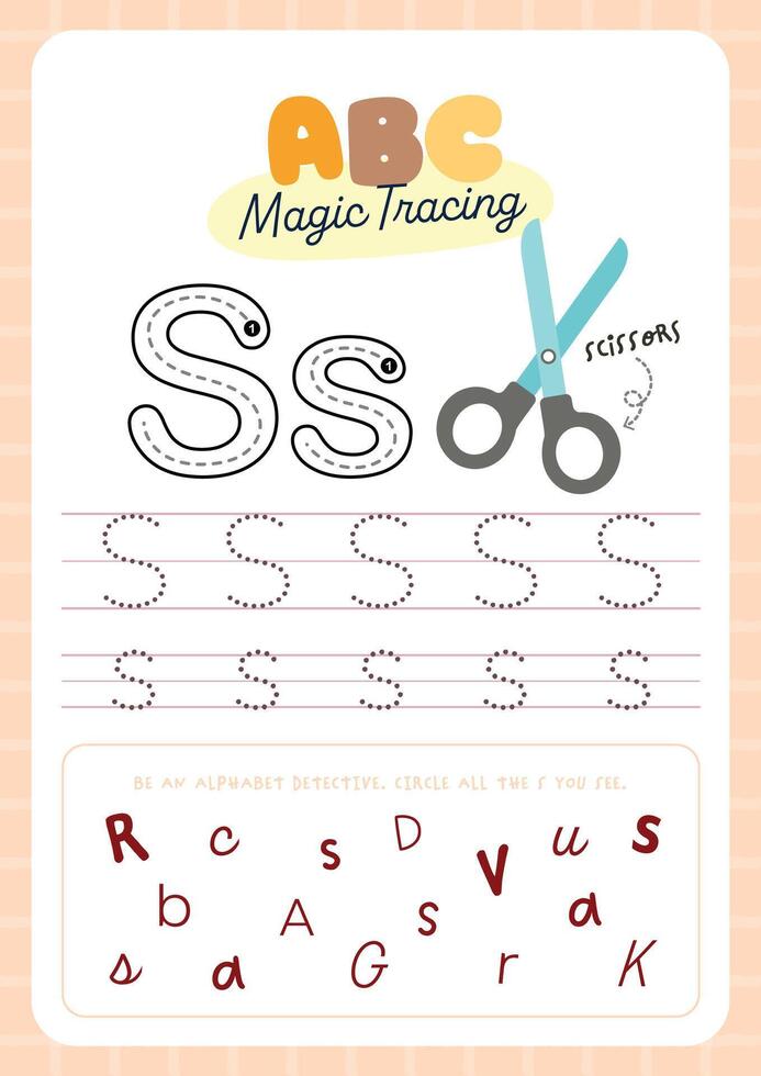 Useful Letter Tracing Worksheet with Cute Kawaii Theme for kids fun learning perfect for preschool and kindergarten to practice handwriting and letter recognition vector