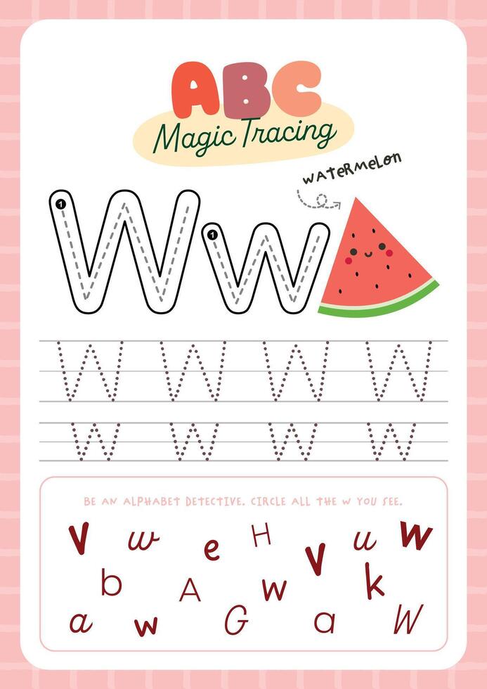 Interactive Kawaii Alphabet Tracing Page for kids fun learning perfect for preschool and kindergarten to practice handwriting and letter recognition vector
