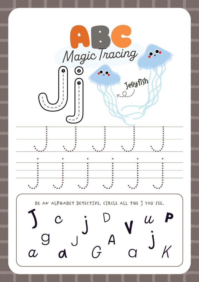 Playful Printable Alphabet Tracing Worksheet for kids fun learning perfect for preschool and kindergarten to practice handwriting and letter recognition vector