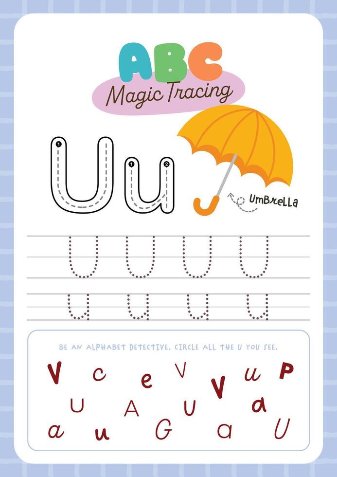 Educational Printable with Cute Alphabet Tracing for kids fun learning perfect for preschool and kindergarten to practice handwriting and letter recognition vector