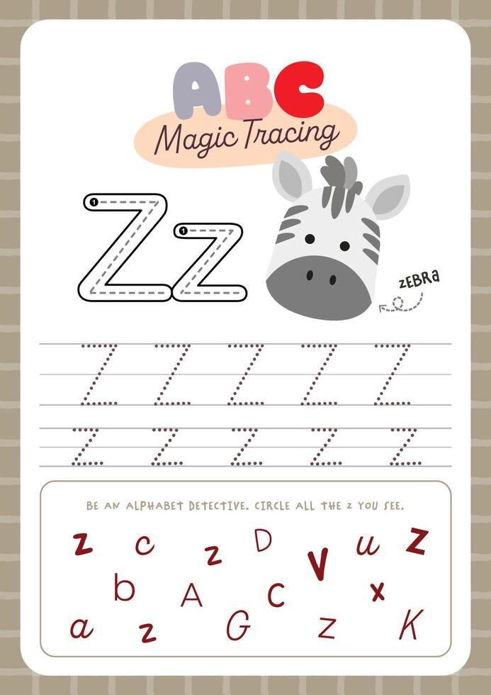 Letter Tracing Activity Printable with Cute Kawaii Theme for kids fun learning perfect for preschool and kindergarten to practice handwriting and letter recognition vector