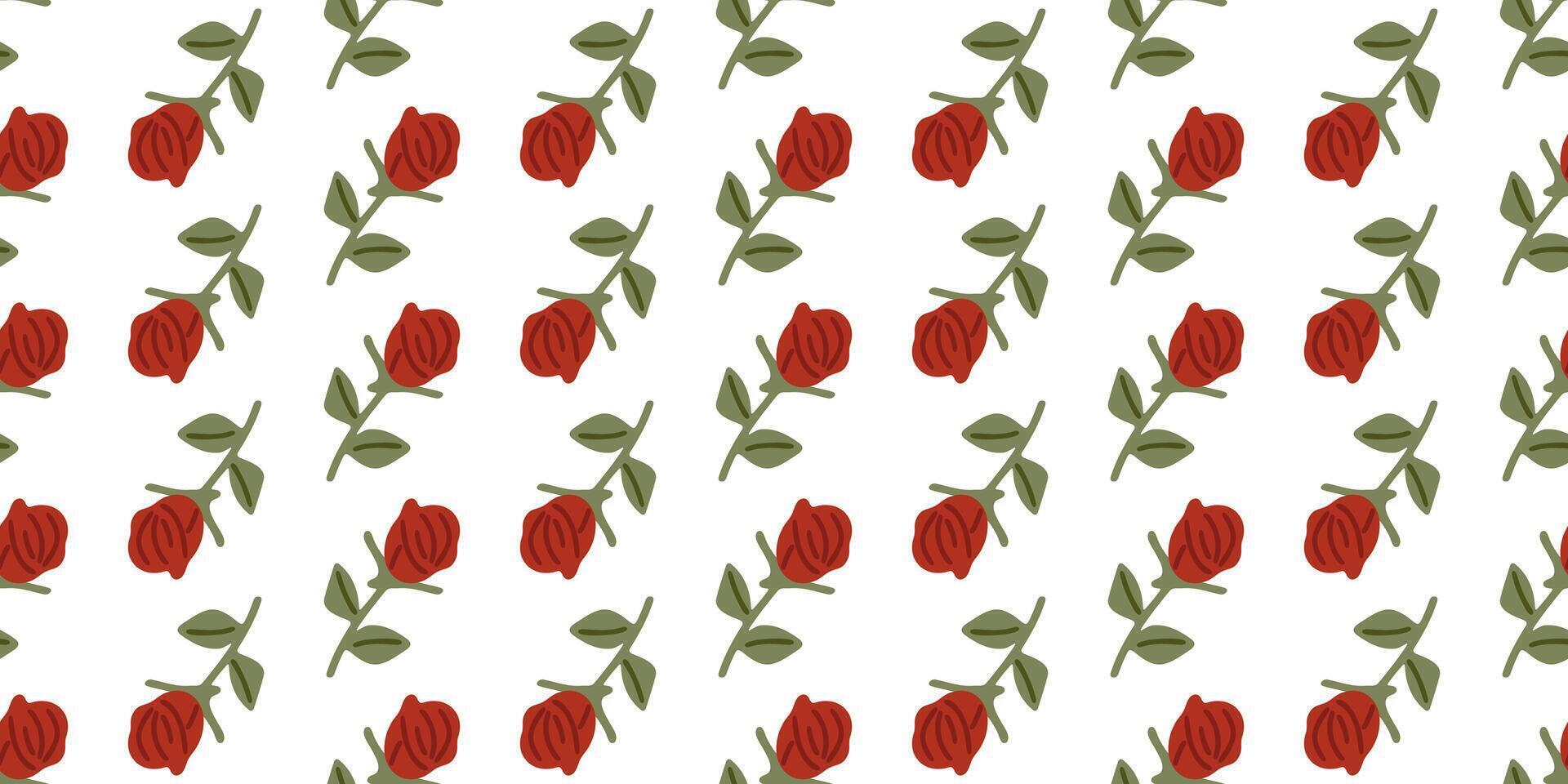 Seamless Red Rose Floral Pattern vector