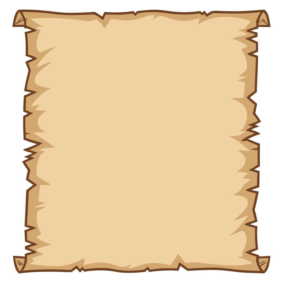 Cartoon style old paper scroll parchment with torn edges vector