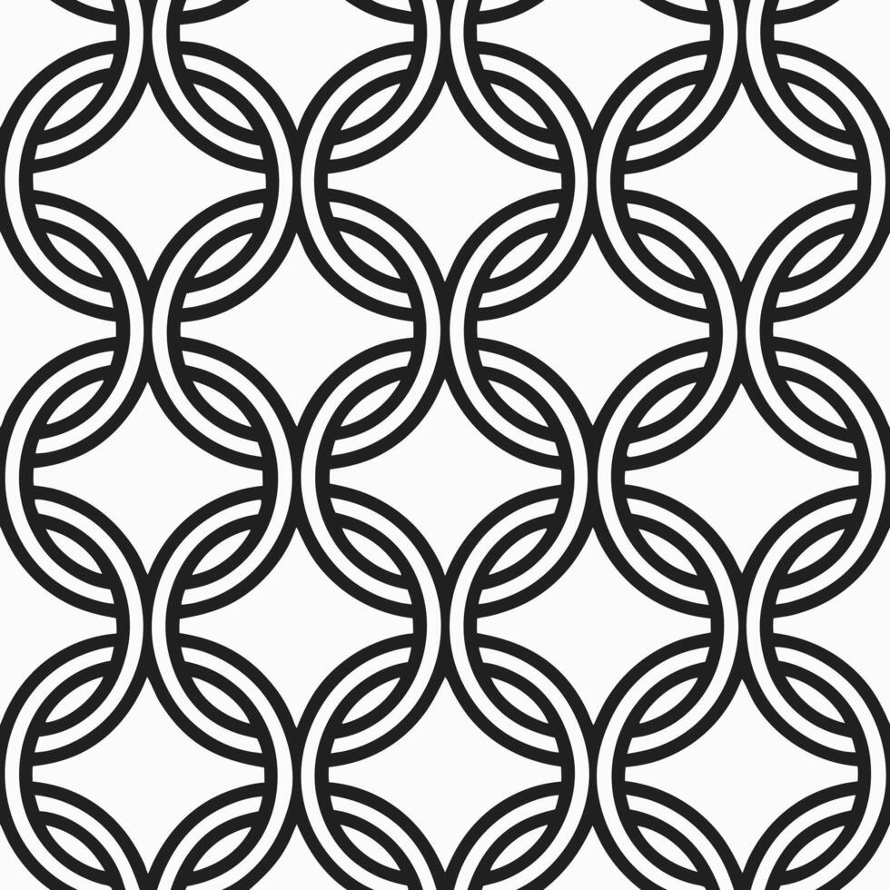Seamless pattern interlocking circles black and white geometric design vector