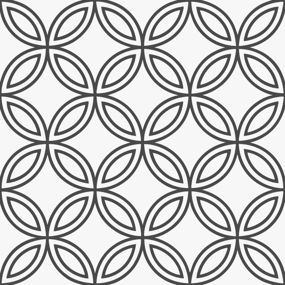 Seamless geometric pattern with interlocking circles in gray and white vector