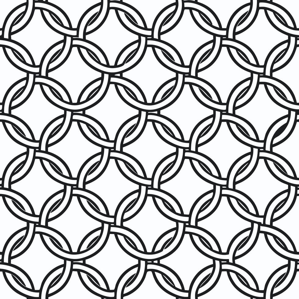 Interlocking rings seamless pattern black and white illustration vector