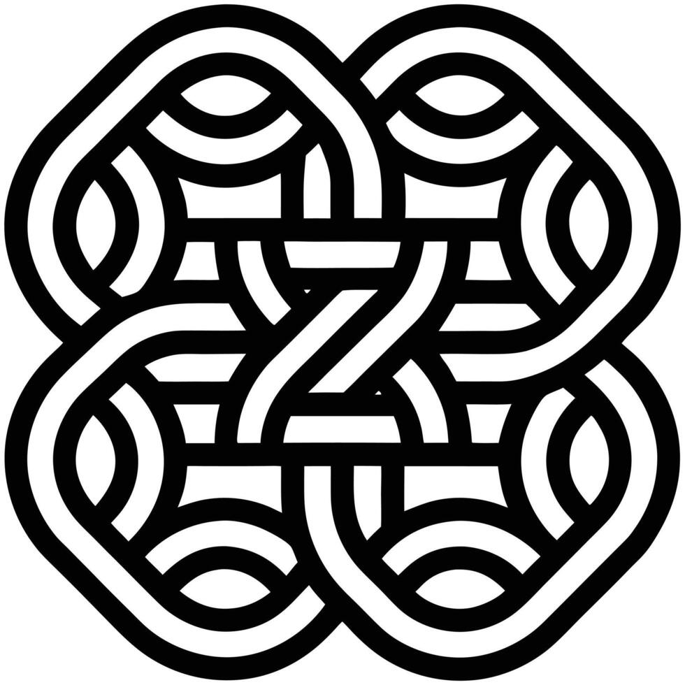 Celtic knot graphic black and white geometric interlocking design vector