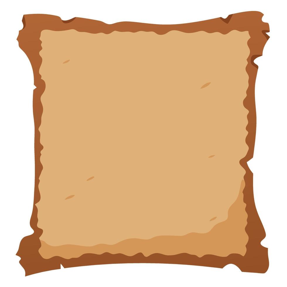 Cartoon style old paper parchment illustration with torn edges vector