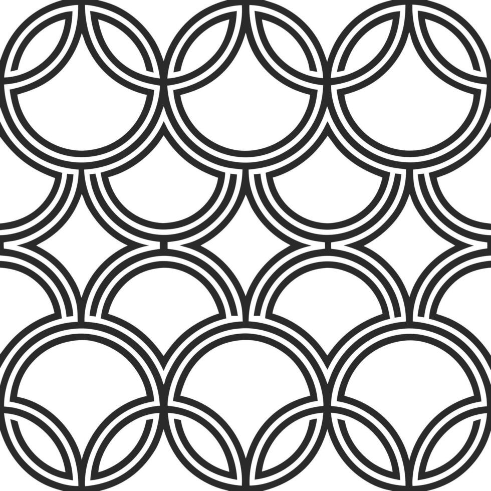 Seamless geometric pattern with overlapping circles and rounded shapes vector