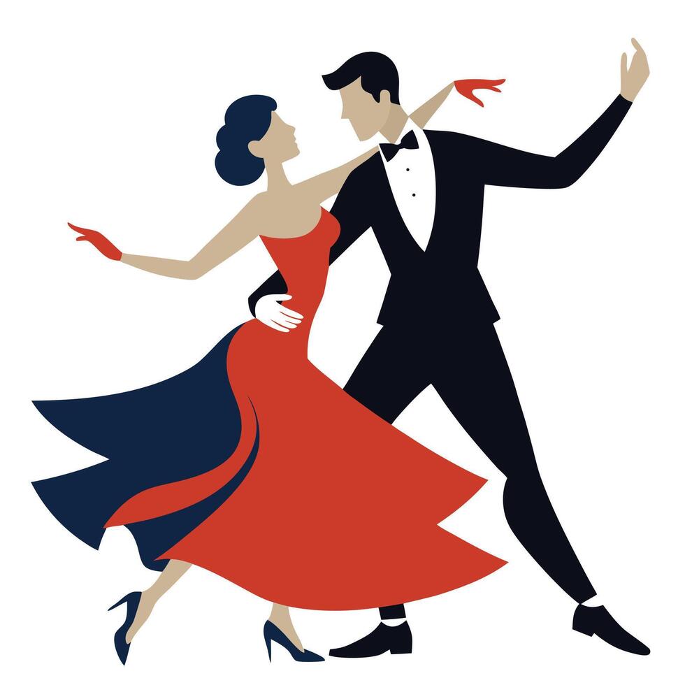 Elegant couple dancing tango illustration on white background vector