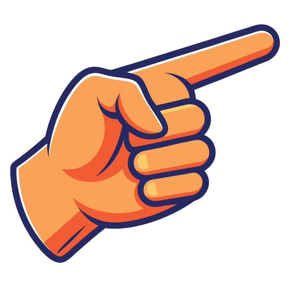 Cartoon hand with pointing finger isolated on white background illustration vector