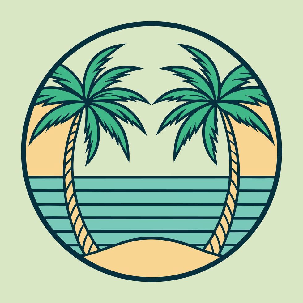 Tropical palm trees on beach graphic design illustration vector