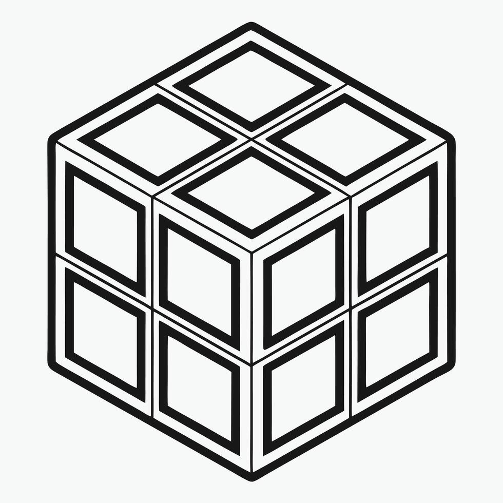 Abstract cube with a minimalist design isolated on a clean white background vector