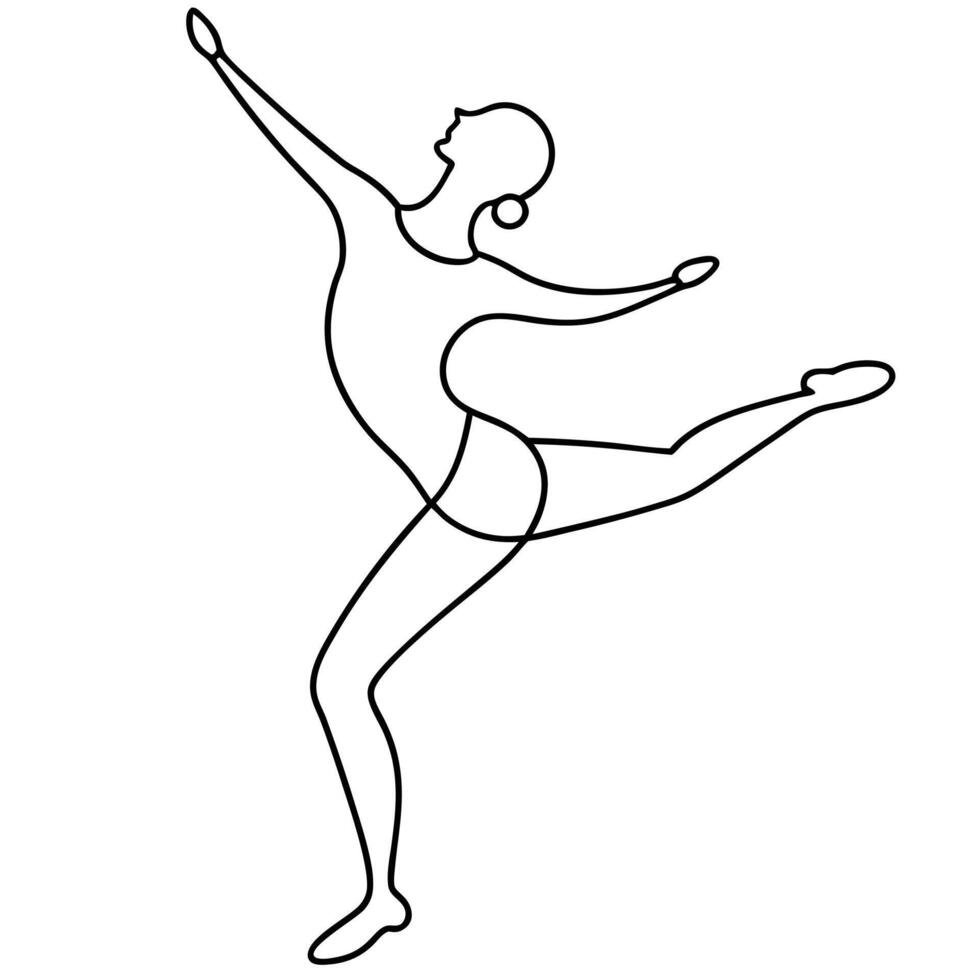 Elegant ballerina in continuous line art style minimalist dancing silhouette illustration vector
