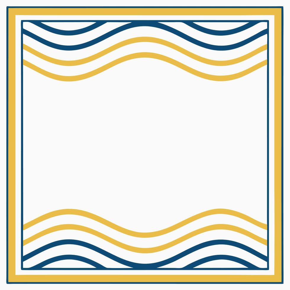 Elegant square frame with navy and gold waves pattern graphic background design vector