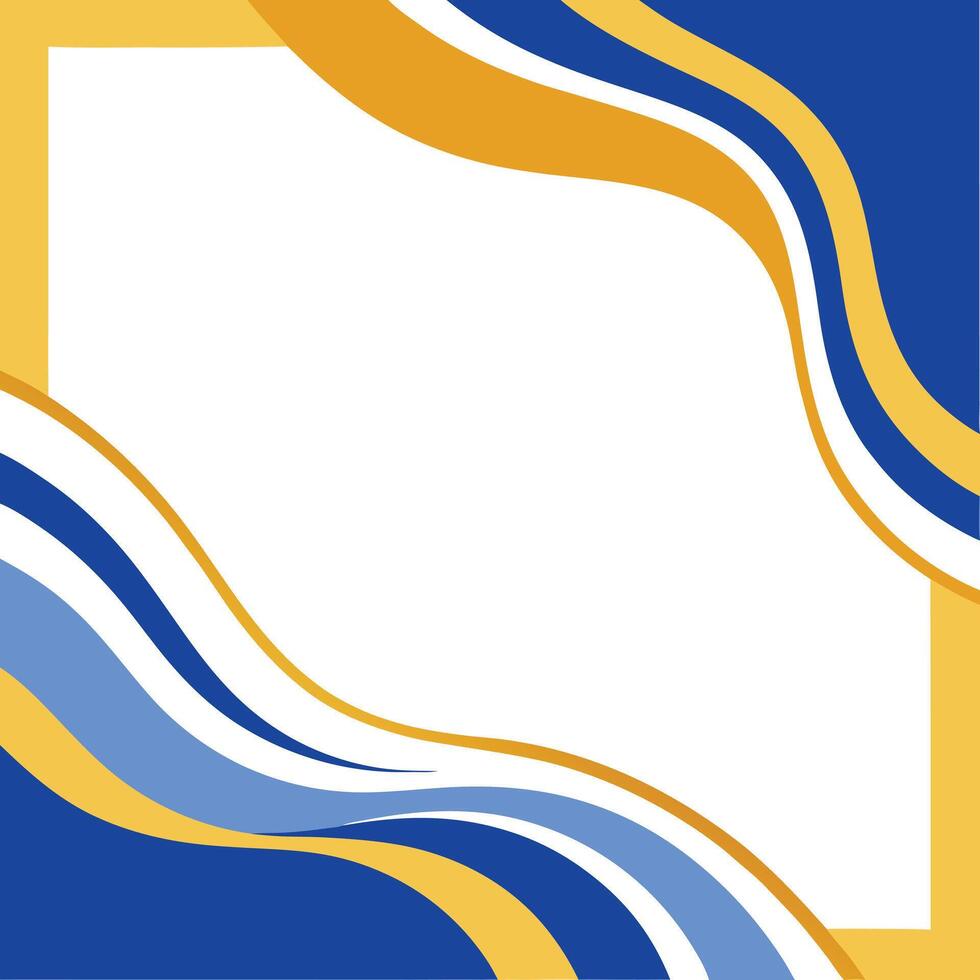 Blue and gold abstract frame with wavy stripes for creative projects and invitations vector