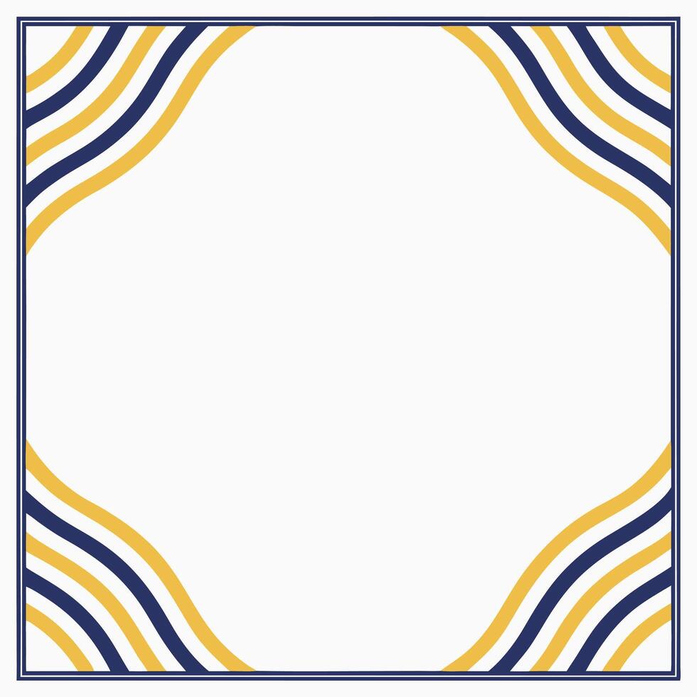 Decorative frame border design with navy blue and gold wavy stripes for certificates and invitations vector