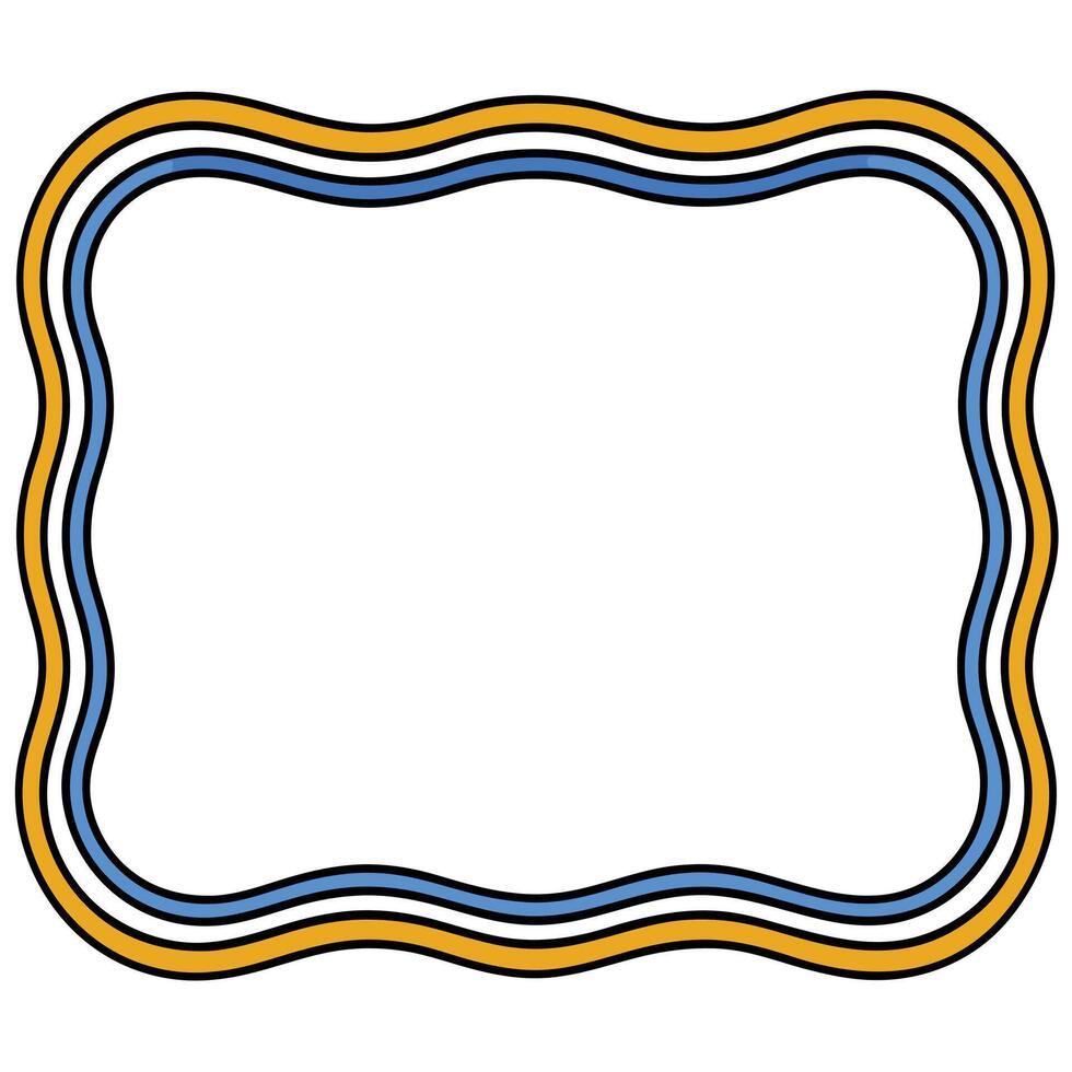 Wavy border with blue and yellow stripes for labeling and decoration purposes vector