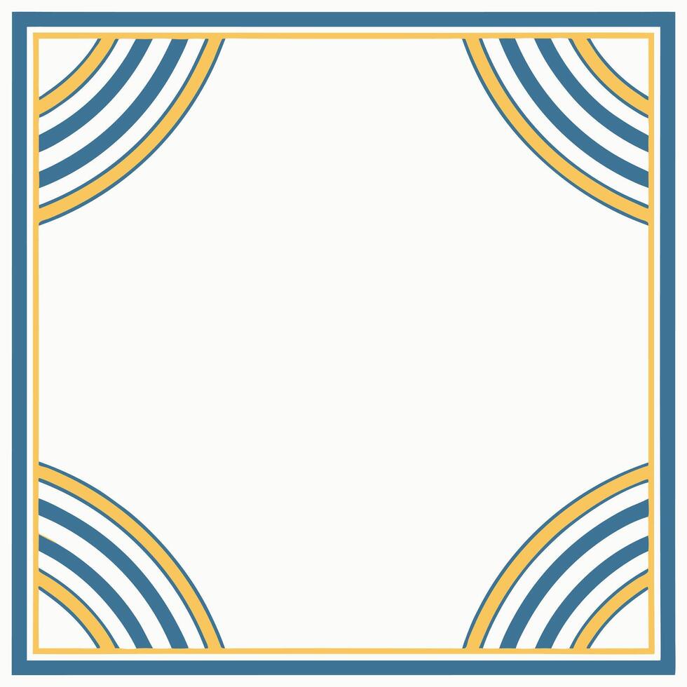 Blue and yellow border frame with corner accents for invitations and designs vector