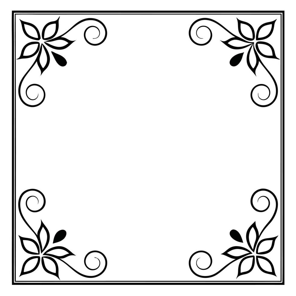 Elegant decorative frame with floral elements and swirls for invitations and design projects vector