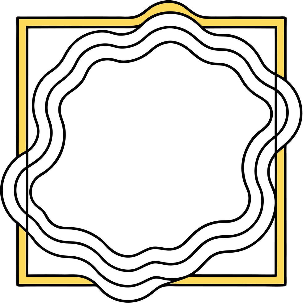 Elegant abstract frame with yellow border and wavy lines for creative design work vector