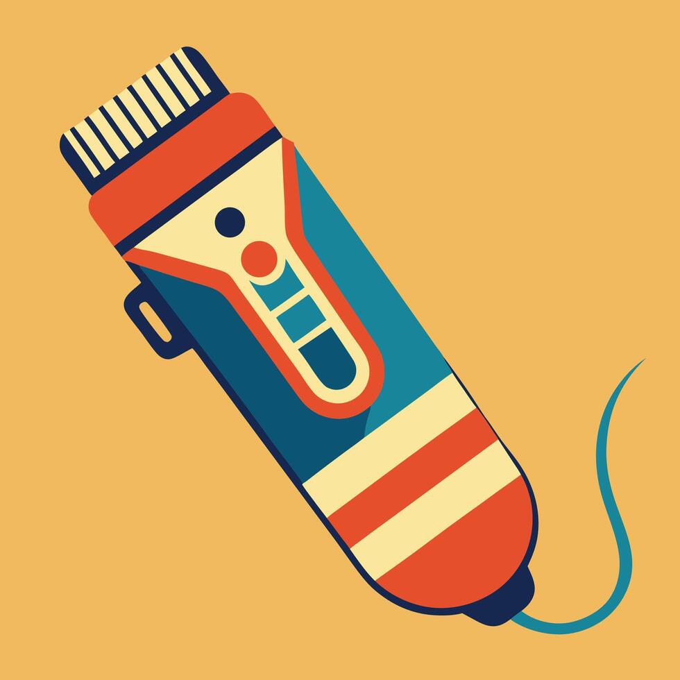 Retro style hair clipper illustration barber tool and grooming equipment on warm background vector
