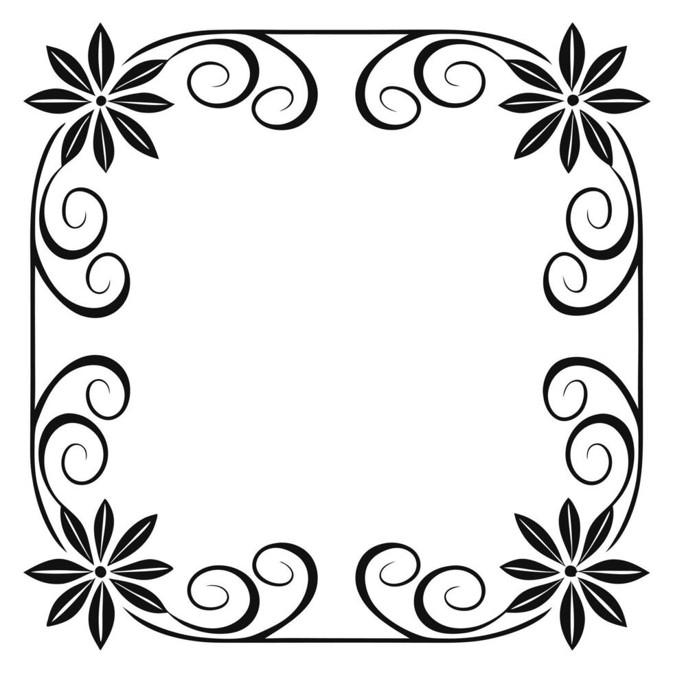 Elegant decorative floral frame design with swirls and leaves for invitations and graphic projects vector