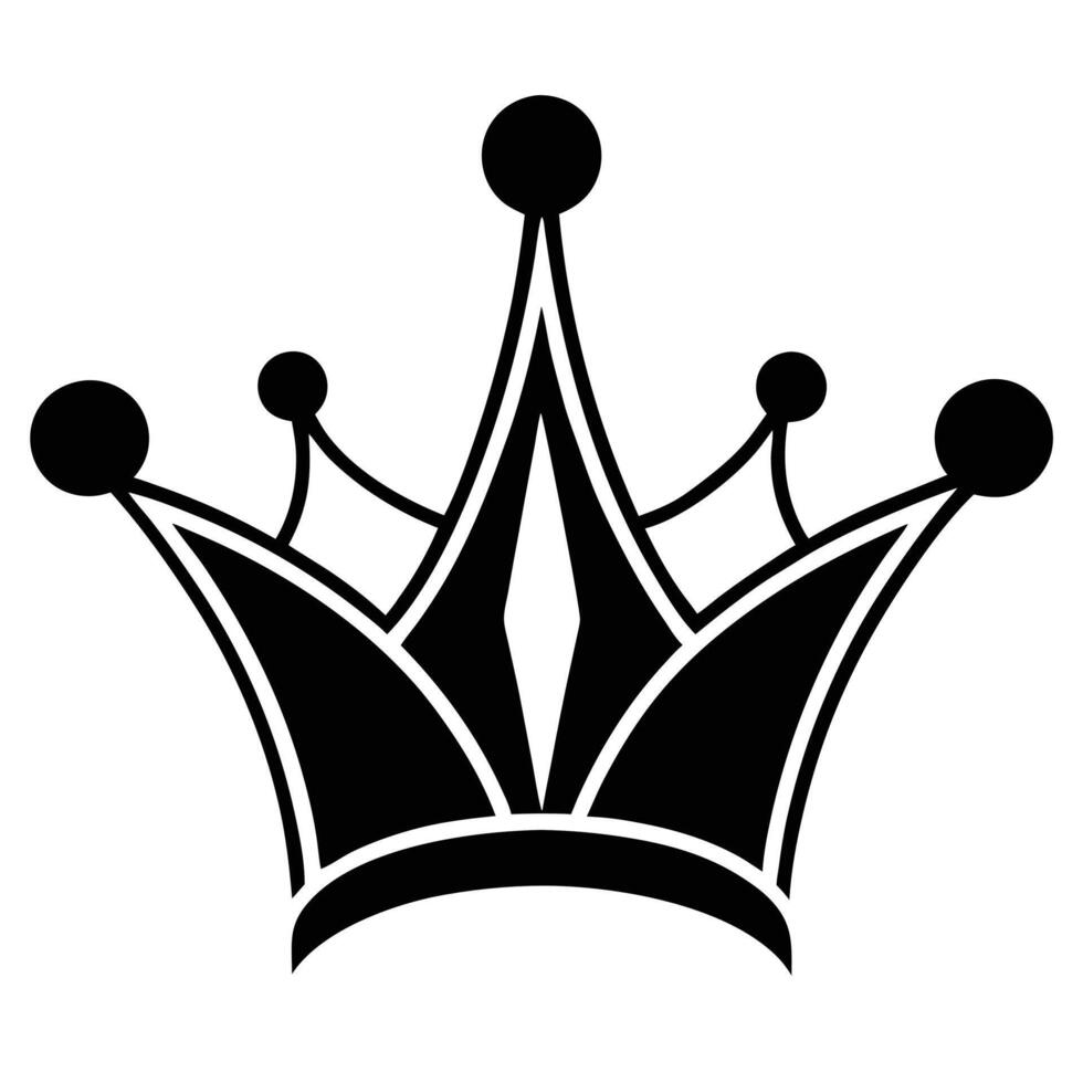 Elegant black crown simple icon for royalty and leadership symbolism vector