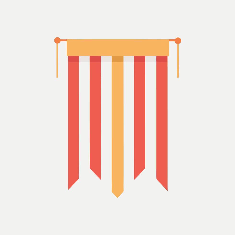 Simple flat illustration of decorative hanging banner ornate stripes and tassels vector
