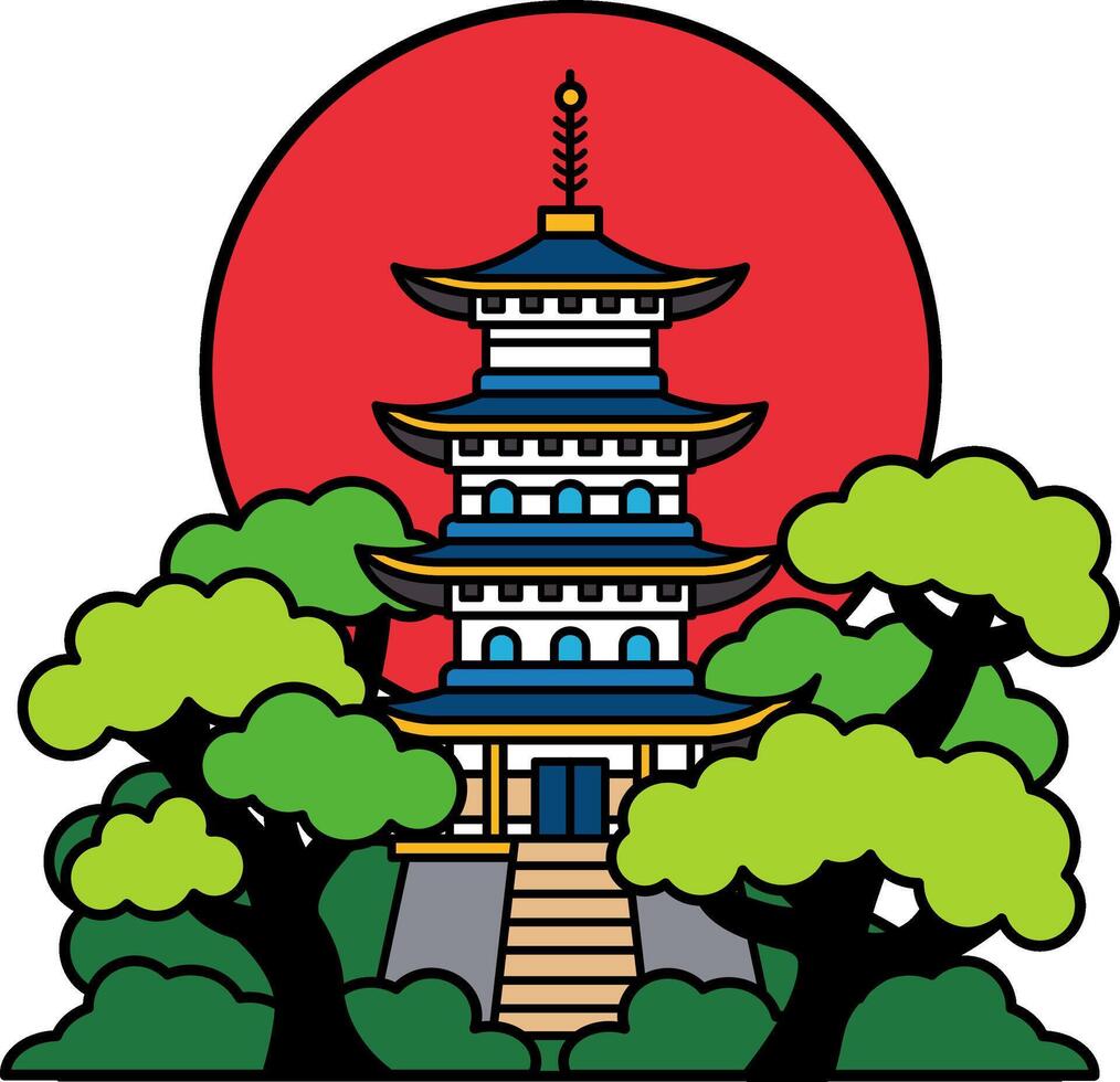 illustration icon of a Japanese temple vector