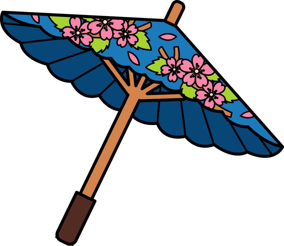 illustration of a japanese traditional umbrella vector