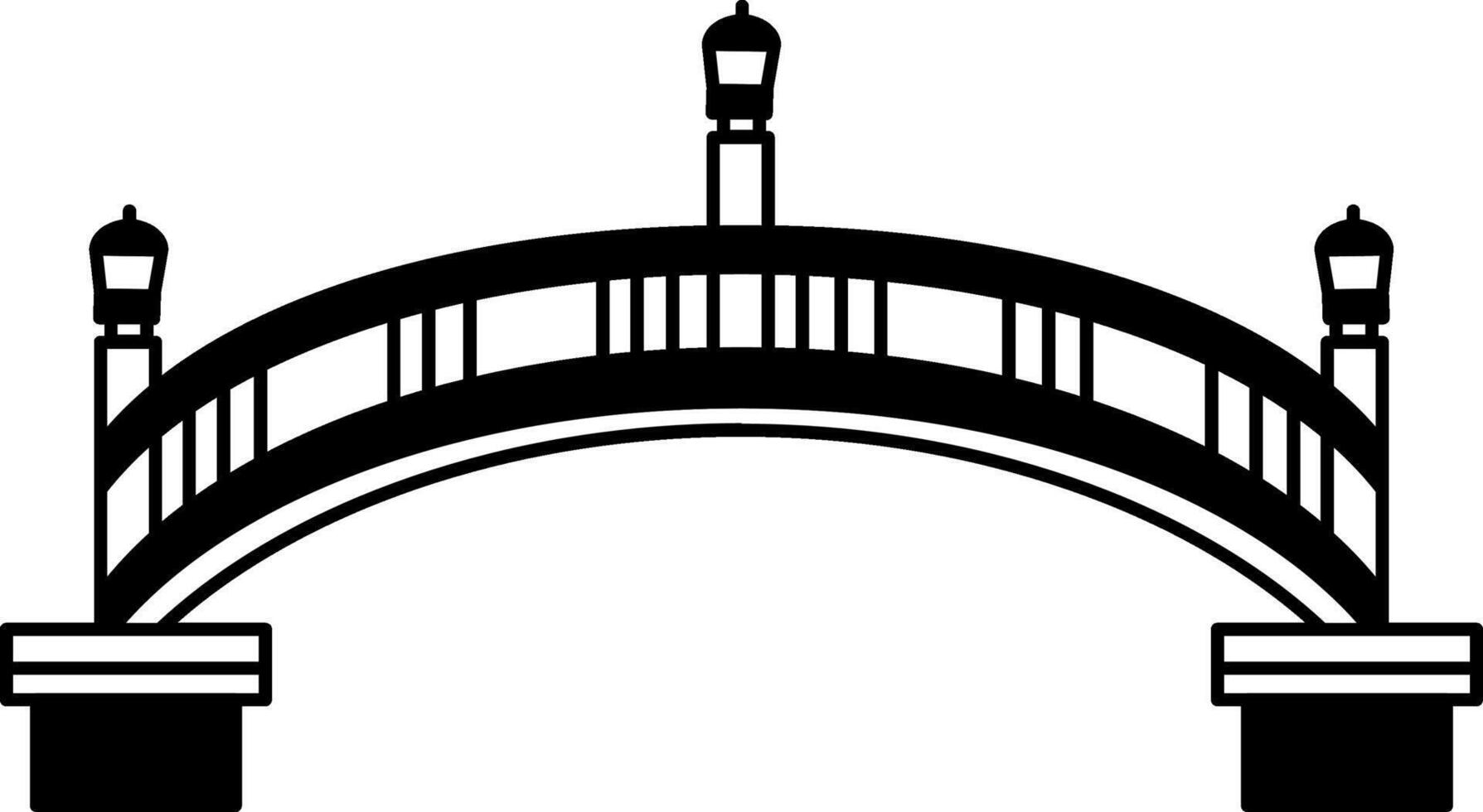 black and white icon of traditional Japanese bridge over a river vector