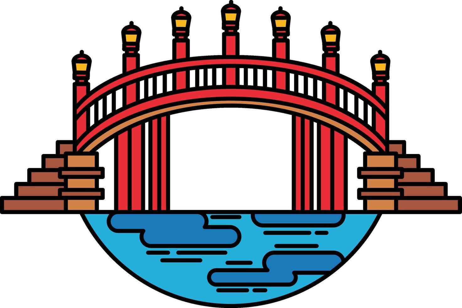icon of a traditional Japanese bridge over a river vector