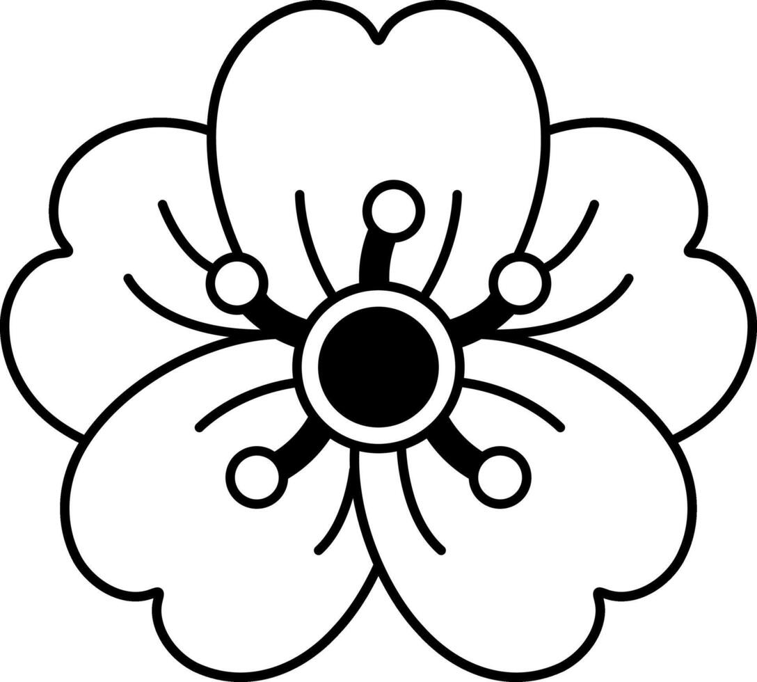 black and white single icon of a cherry blossoms vector
