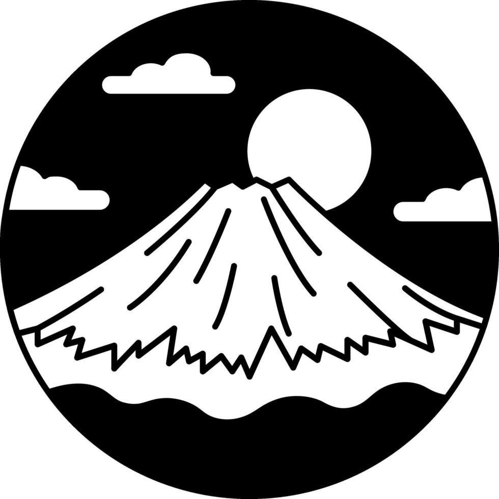 black and white illustration of a Mount Fuji vector