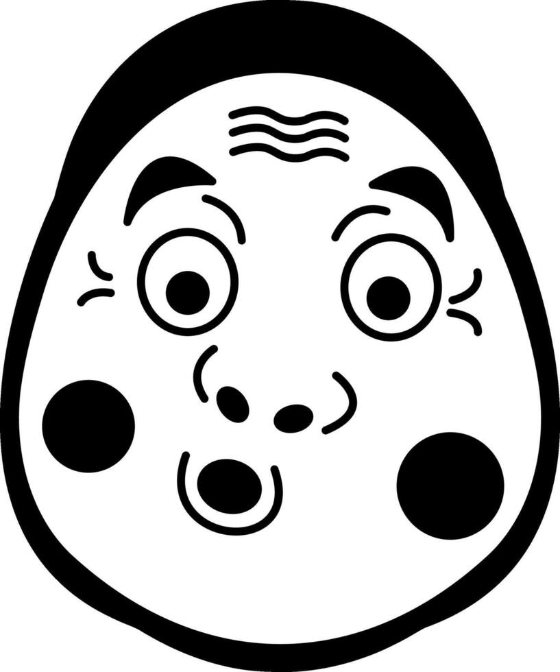 black and white illustration of a japanese Hyottoko mask vector