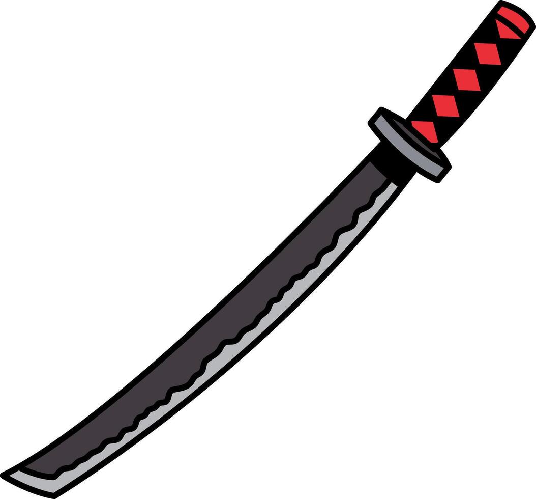 illustration icon of a japanese katana samurai sword vector