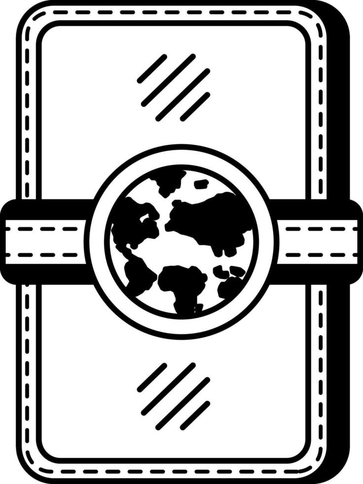 black and white illustration of a world map book vector