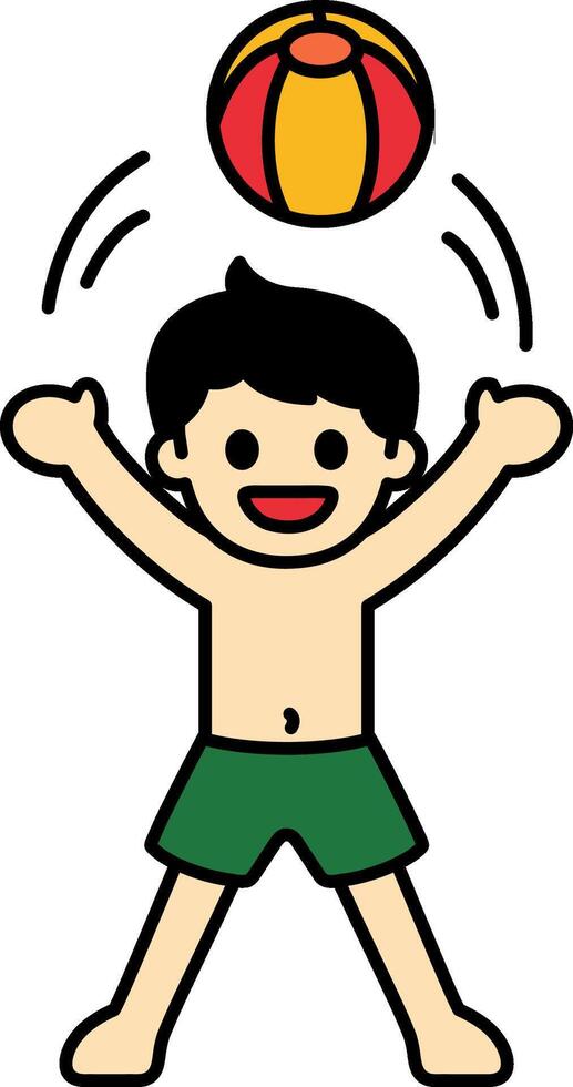 A boy playing with a beach ball vector