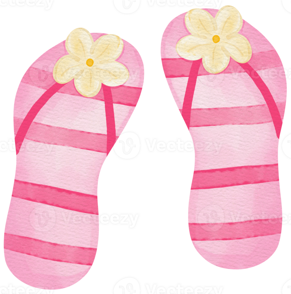 Pink flower sandals summer png
