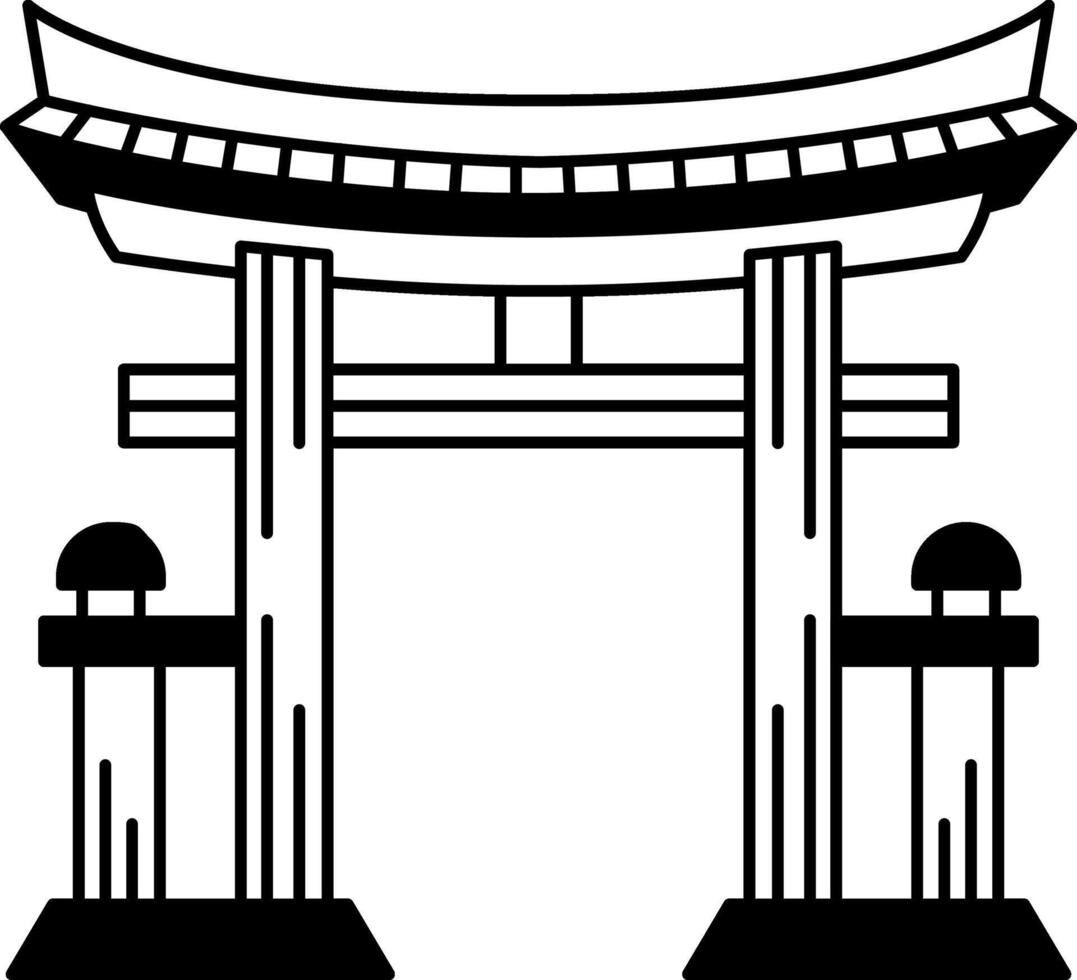 black and white flat icon of a japanese torii gate vector