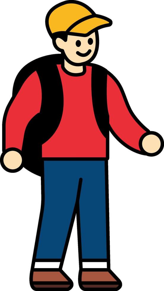 a male tourist and backpack vector