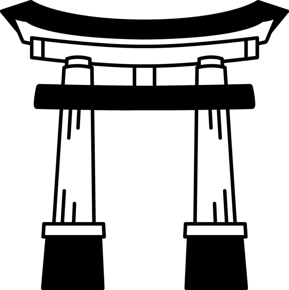 black and white illustration of a japanese torii gate vector
