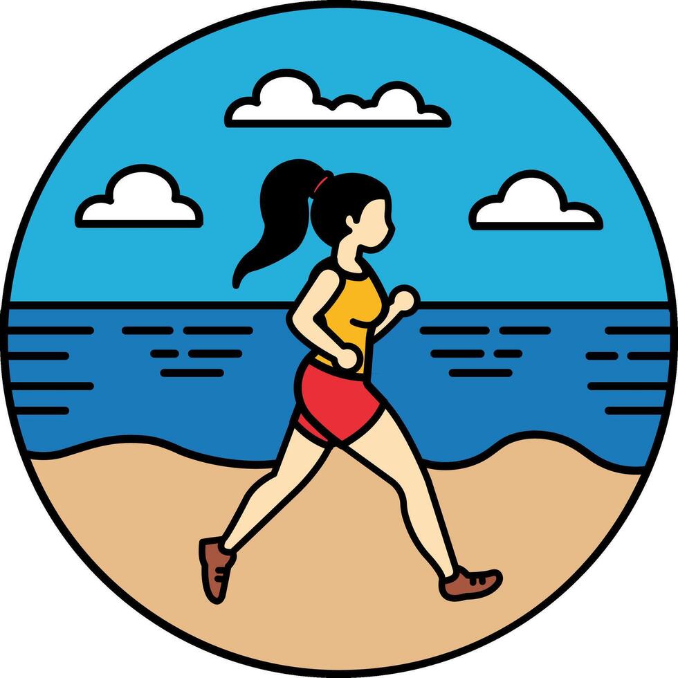 A woman running on the beach vector