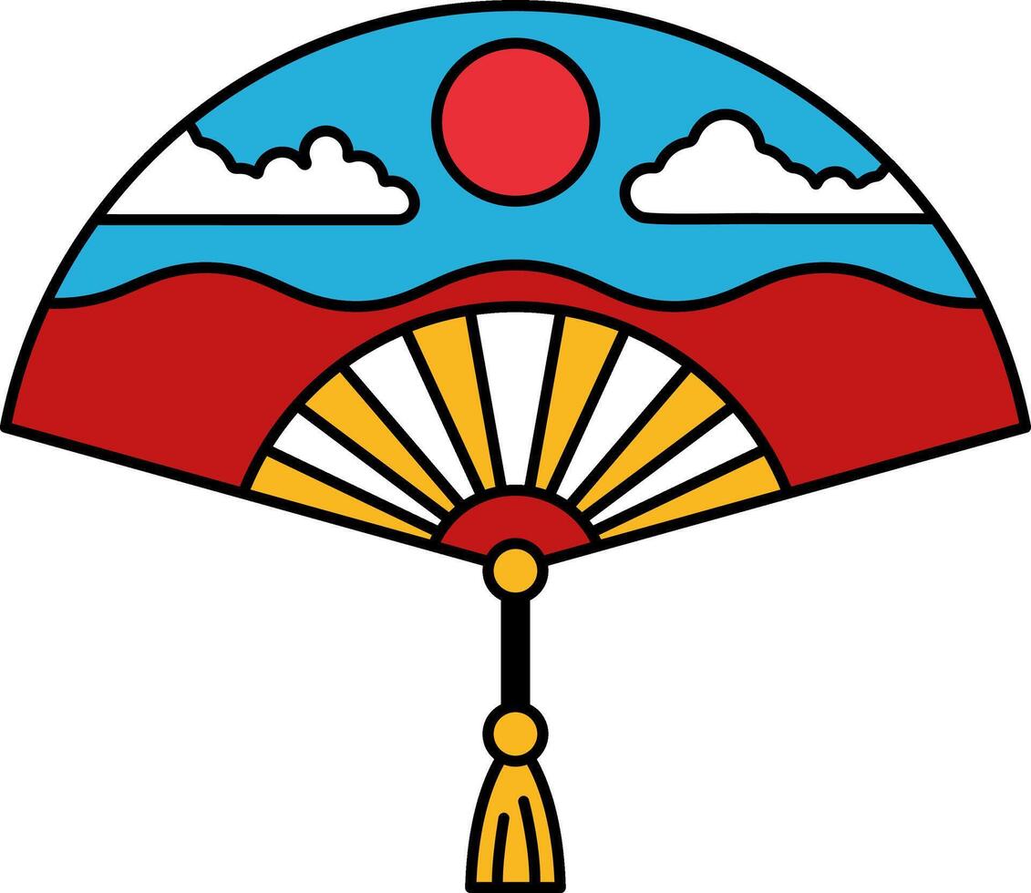 single icon of a japanese traditional fan vector