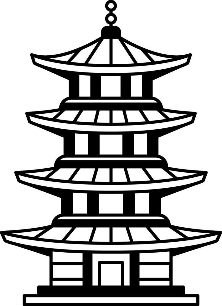 black and white icon of a japanese pagoda vector