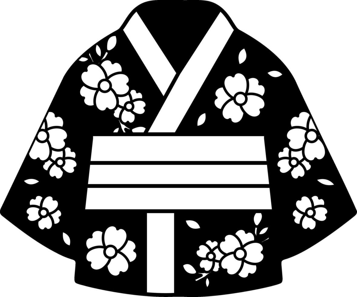black and white illustration icon of a Kimono vector