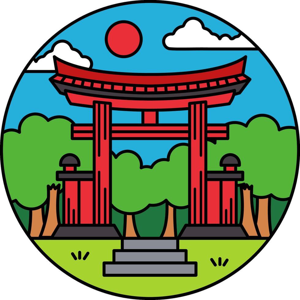 single icon of a japanese torii gate vector